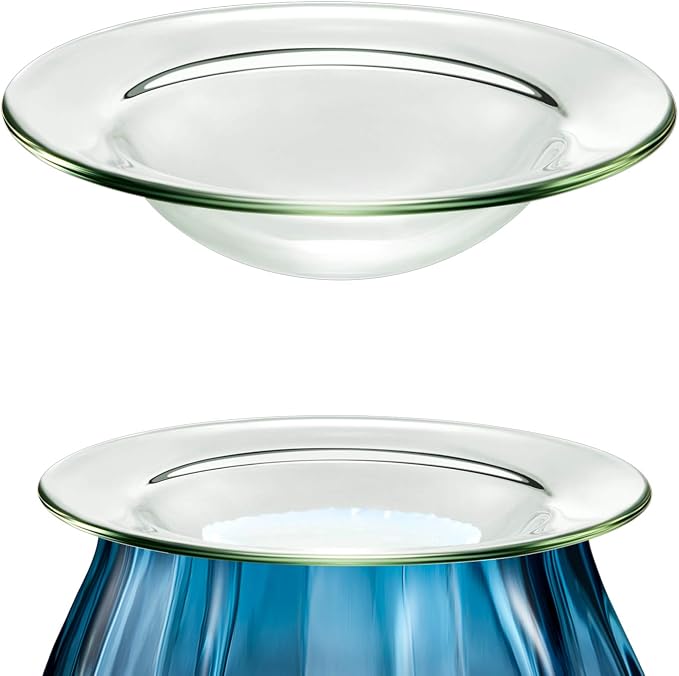 Patelai 2 Pcs 4 Inches Replacement Oil Warmer Dish Round Glass Dish Wax Melt Candle Warmer Bowl Plate Lid Tray for Aroma Lamp Electric Lamps Oil and Tart