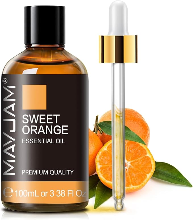 Sweet Orange Essential Oil, MAYJAM 100ml Premium Quality Sweet Orange Oil with Glass Dropper, Huge 3.38fl. oz, Perfect for Aromatherapy and Relaxation