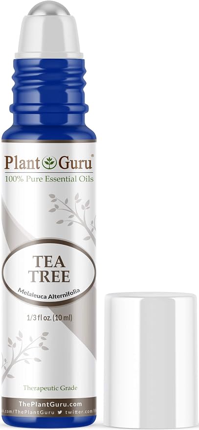 Tea Tree Essential Oil Roll On 10 ml. 100% Pure Pre-Diluted Therapeutic Grade Rollerball Extract of Melaleuca Alternifolia for Skin, Body, Hair Growth, Scalp Dandruff, Acne.