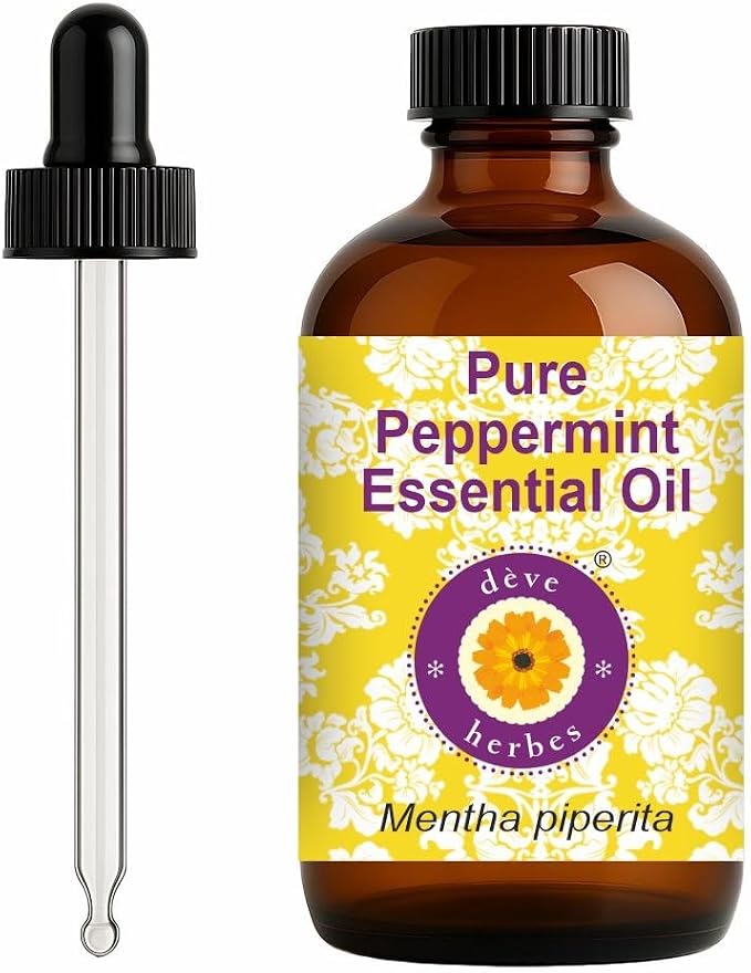 dève herbes Peppermint Essential Oil (Mentha piperita) with Glass Dropper | Pure | Non-Sticky | Non-Greasy | Lightweight | Men & Women | All Skin Types | Steam Distilled 120ml (4 oz)