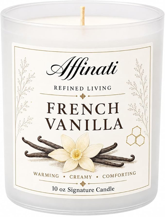Affinati French Vanilla Signature Candle - 10 oz Luxury Soy Blend Wax Candle, Long-Lasting Home Fragrance