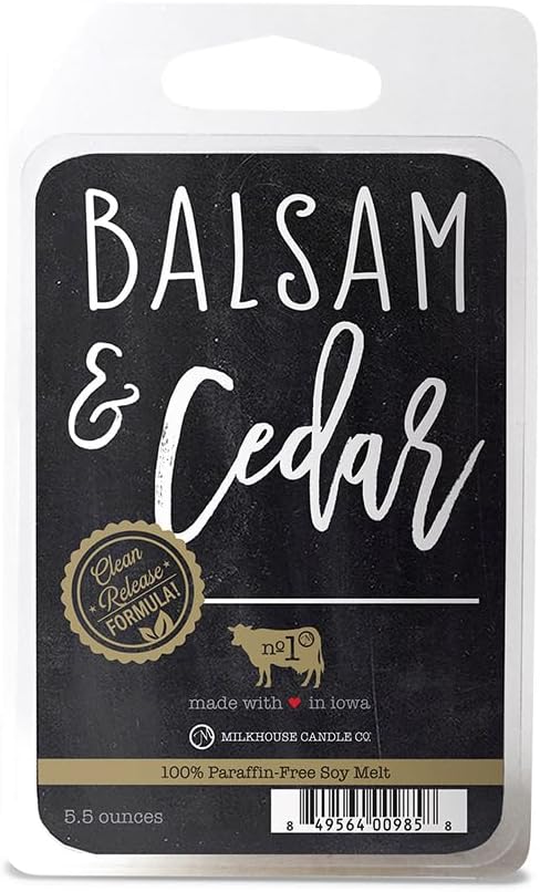 Milkhouse Candle Company Balsam & Cedar Soy Wax Melts - Fresh Balsam | Soft Cedar | Red Apple Scented - 5.5 oz, Hand-Poured, Made in the USA