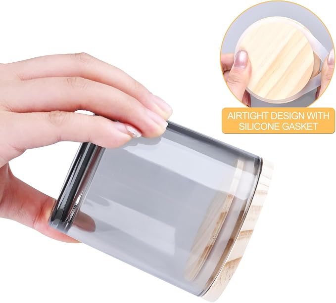 SHOWIN 8 OZ Thick Candle Jars for Making Candles 15 Pcs, Gray Empty Jars with Wood Lids for Candle Making, Sample Container,Clear Gray