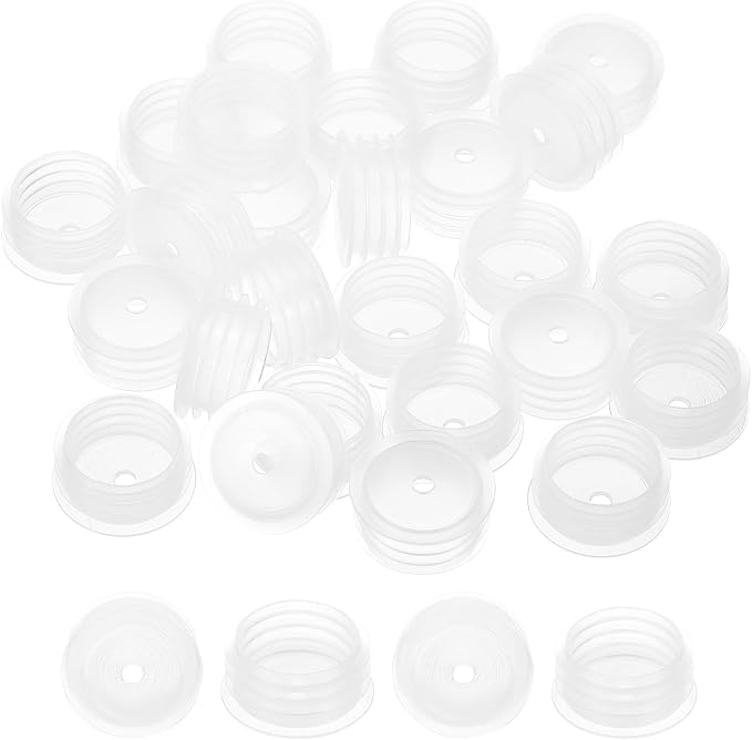 PATIKIL Bottle Adapter 0.75"/19mm Press in Plugs Clear 25Pcs, 0.12" Hole | for Oral Dispenser Liquid Oil Plastic Glass Bottles Stopper