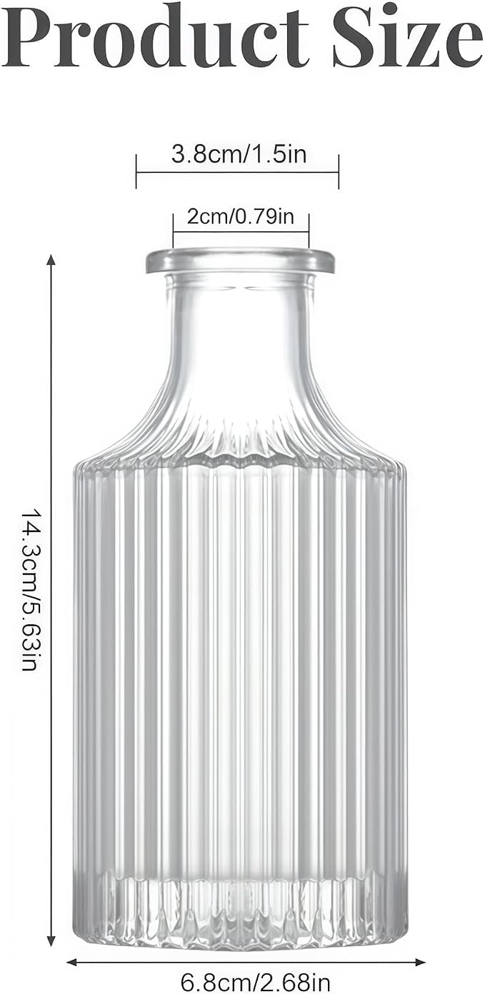 Glass Diffuser Bottles 6.6 High 250ml 8.5 Fl Oz Round Aroma Bottles Diffusers Vase Fragrance Accessories Use for DIY Replacement Reed Diffuser Sets Craft Projects Wedding Party