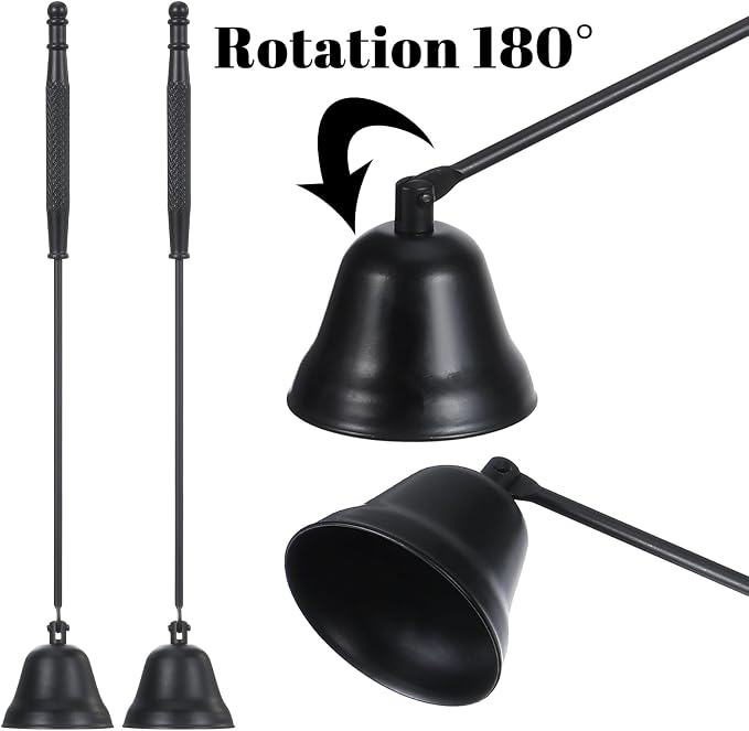6 Pack Black Candle Snuffer Vintage, Premium Stainless Steel Wick Flame Extinguisher, 8.3 Inch Wick Snuffer with Long Handle, Elegant Design for Candles, Candle Accessory for Candles Lovers