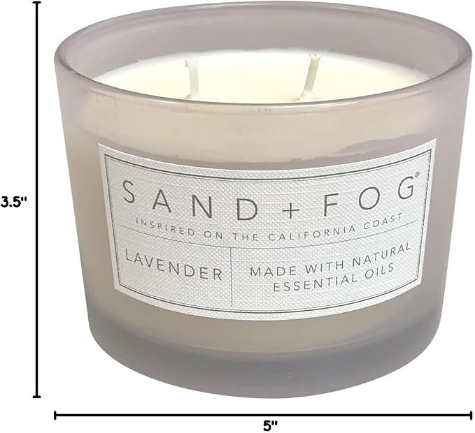 Sand + Fog Scented Candle - Lavender – Additional Scents and Sizes – 100% Cotton Lead-Free Wick - Luxury Air Freshening Jar Candles - Perfect Home Decor – 12oz…