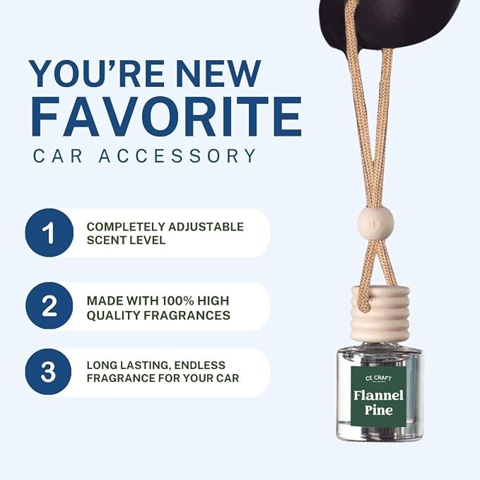 C&E Craft Co Hanging Car Air Freshener Diffuser 2 Pack, Long Lasting Fragrance Oil Car Freshener, Glass Bottle Auto Air Freshener, Made in USA (Flannel Pine)