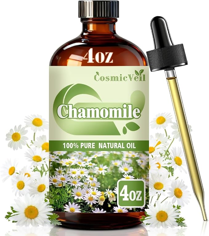 Chamomile Essential Oil Chamomile Oil for Aroma Diffuser,Humidifier,Home Fragrance,Cleaning,Body Care,Massage,Yoga,DIY Candle,DIY Soap CosmicVeil（Chamomile，4 Fl Oz (Pack of 1)）
