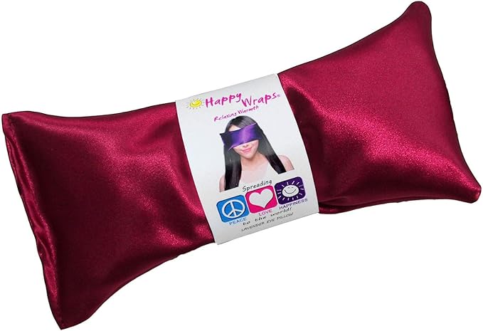 Lavender Eye Pillow - Hot Cold Weighted Eye Pillows for Relaxation, Sleep, Stress, Migraine Relief, Yoga - Aromatherapy Gifts for Women, Birthday, Teachers, Made in USA by Happy Wraps - Ruby