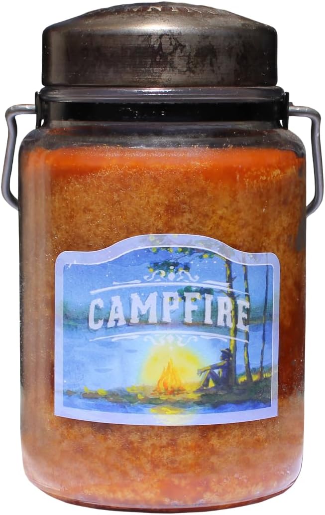 McCall’s Candles | Campfire | 26 oz Scented Candle | USA-Poured | Vintage Rustic Jar with Carrying Handle | Smoky Cedar, Birch & Oak with Cinnamon & Patchouli Fragrance