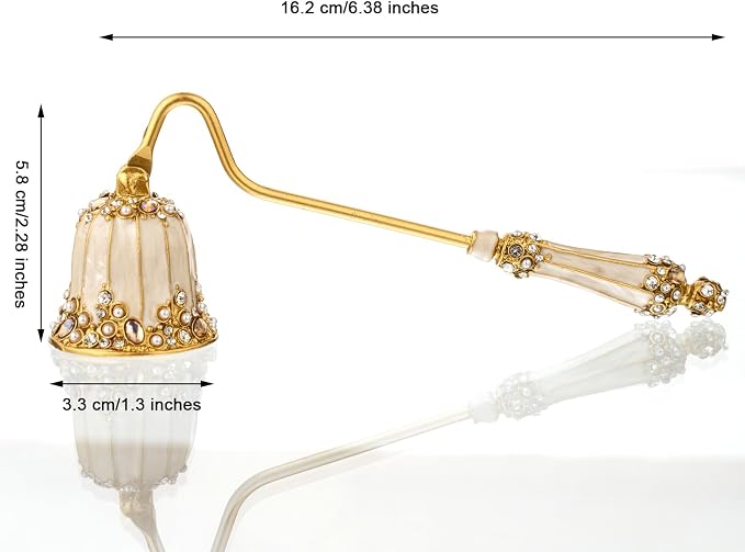 Handmade Enamel Candle Snuffer Metal Candle Extinguisher,Vintage Decorative Candle Wick Flame Extinguish Cover Tool,Candle Accessory Gift (Beige)