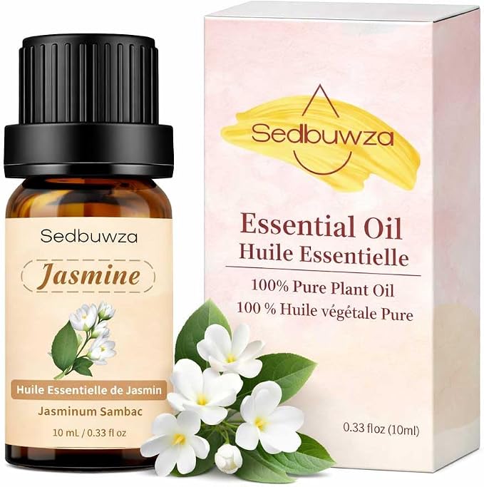 Sedbuwza Jasmine Essential Oil, Pure Organic Jasmine Fragrance Oil for Diffuser, Humidifier, Soap, Candle, Perfume