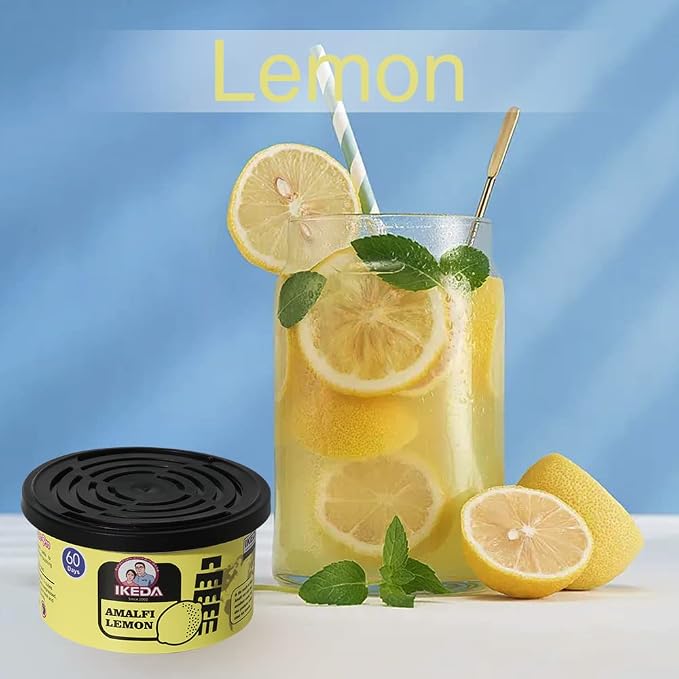 Car Air Freshener: Amalfi lemon Scent | Organic Cans | Odor Eliminator Essential | Long-Lasting | Strong Fragrance | For Home Closet | 1.5 Oz | Pack of 4