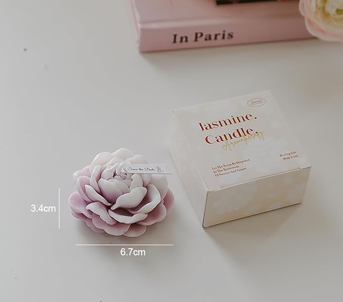Jasmine Flower Shape Scented Candle,50G Multicolour Romantic Soy Wax Aesthetic Decorative Healing Candle for Valentine's Day Wedding Birthday,Prefect Gift for Meditation Stress Relief Mood (Purple)