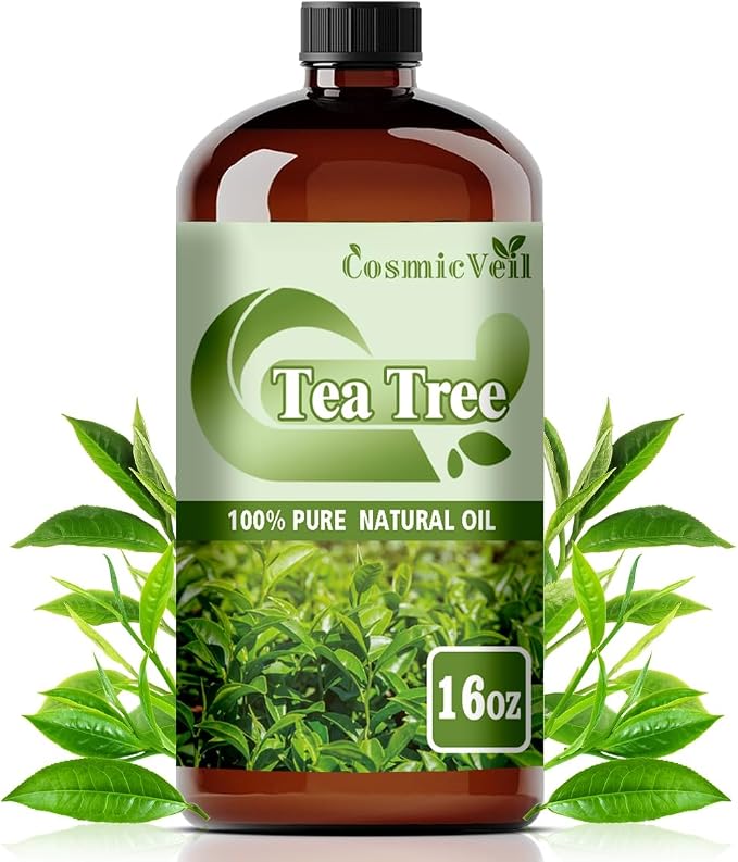 Tea Tree Essential Oil Tea Tree Oil for Aroma Diffuser,Humidifier,Home Fragrance,Cleaning,Body Care,Massage,Yoga,DIY Candle,DIY Soap CosmicVeil（Tea Tree，16 Fl Oz (Pack of 1)）