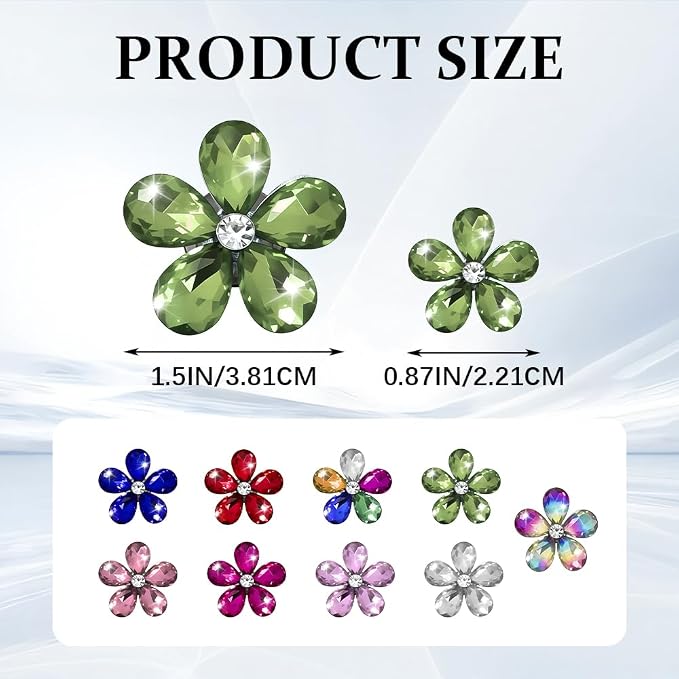 5PCS Bling Daisy Flower Car Air Vent Clips, Car Diffuser Vent Clip, Sparkling Crystal Rhinestone Cute Auto Air Conditioning Clamp, Diamond Air Outlet Clip Decor for Women Girls (Light Green)