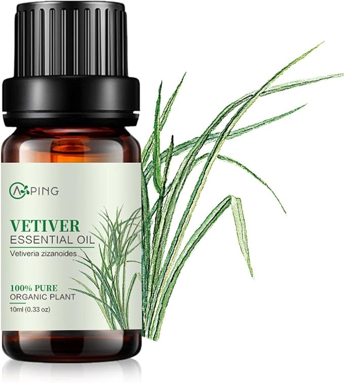 Vetiver Essential Oil - 100% Pure Organic Natural Plant (Vetiveria zizanoides) Vetiver Oil for Diffuser, Aroma, Massage, Perfume, 0.33oz