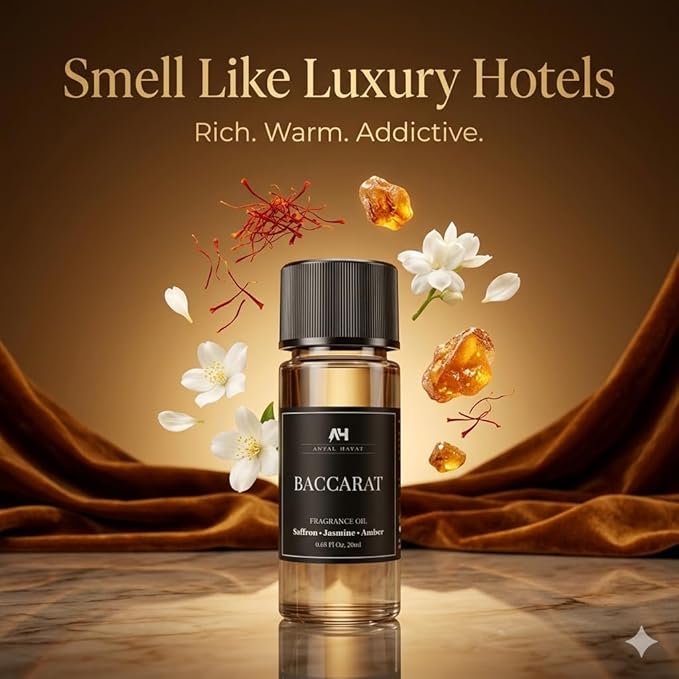 Baccarat Rouge Diffuser Oil 20ml – Hotel Scent for Home – Inspired by Baccarat Perfume – Aromatherapy Oil with Saffron, Jasmine & Oakmoss – Luxury Essential Oil Refill for Diffusers