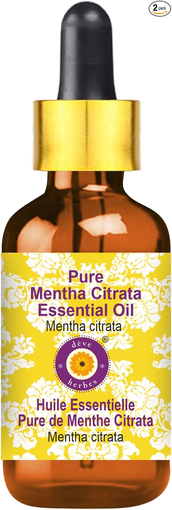 Deve Herbes Pure Mentha Citrata Essential Oil (Mentha citrata) with Glass Dropper Steam Distilled 5ml (0.16 oz)