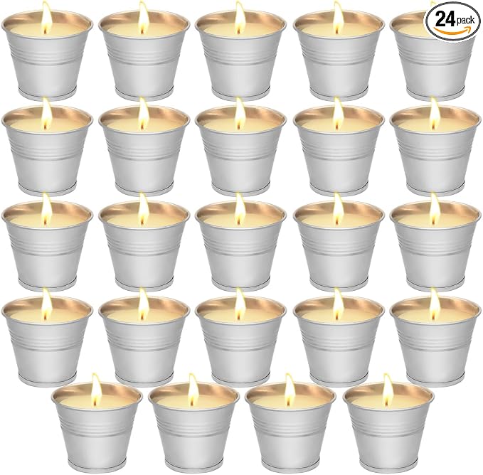 24PCS Citronella Candles - Garden Citronella Scented Candles Outdoors, 240-360 Hours Burning, Natural Soy Wax, Portable Jar Candle Gift Sets for Home Patio Yard Indoors, Balcony, Camping