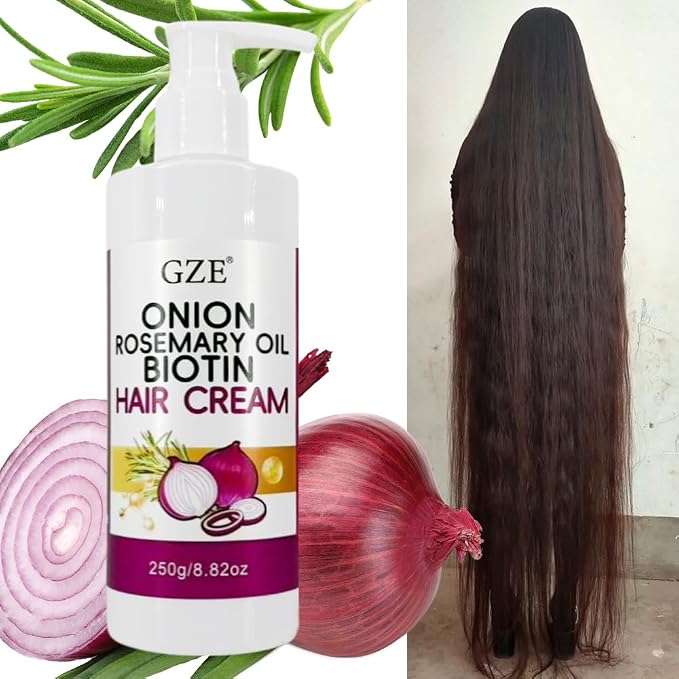GZE Hair Growth Cream with Onion, Rosemary Oil & Biotin | Strengthens Hair, Reduces Breakage | Nourishing Scalp Care for Thicker, Healthier Looking Hair Butter