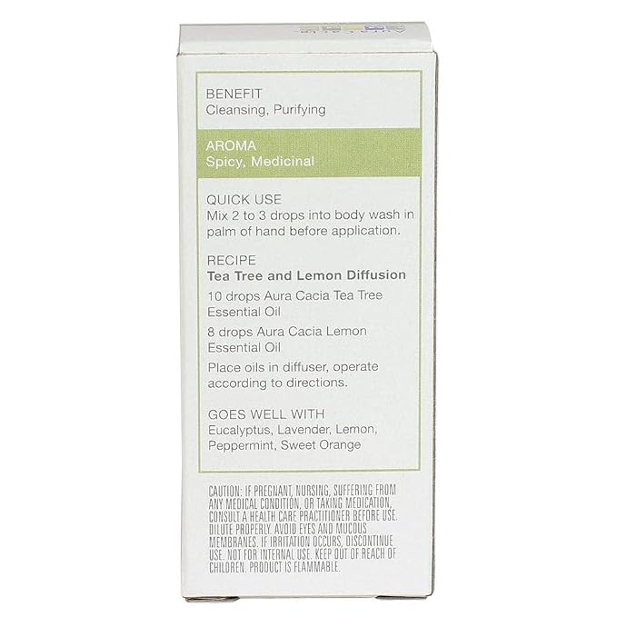 Aura Cacia 100% Pure Tea Tree Essential Oil, 100% Pure Therapeutic Grade, 15 ml in Box, Melaleuca alternifolia (Pack of 2)
