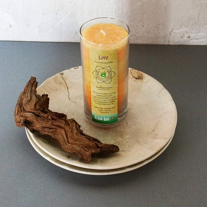 Premium Scented Candle Hand Made Chakra Energy Jar | 11 Oz Jar | Love, Svadhishtana| Yoga, Prayer & Meditation Candle | Long Burn 60 Hours | Essential Oils of Cedar, Spruce & Rosemary | Aloha Bay