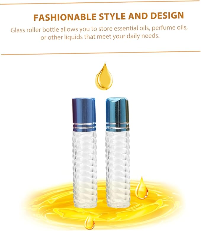12pcs 5ml Glass Roll-on Bottles with Caps, Portable Mini Perfume and Essential Oil Roller Bottle Kit for Travel and Aromatherapy Use Random Color