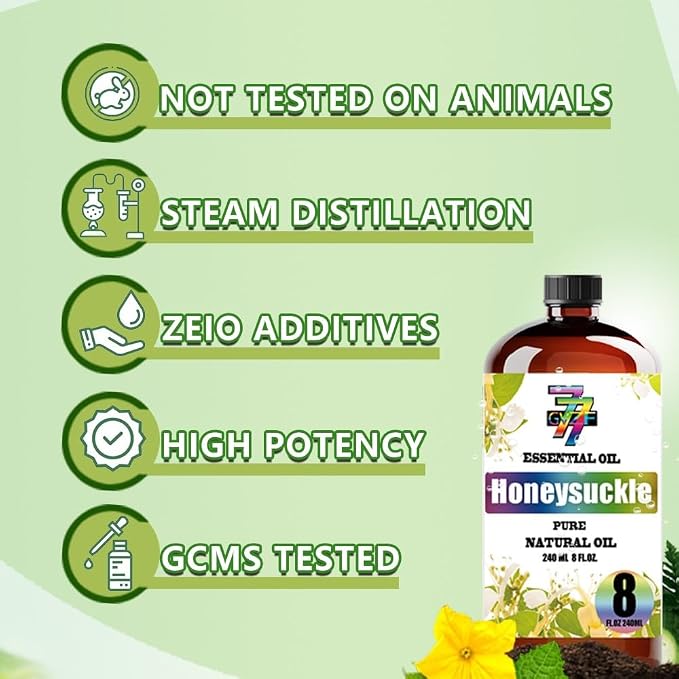 Honeysuckle Essential Oil, Honeysuckle Oils, for Diffuser, DIY Candles, Soap, Humidifier, Home, Gift, Essential Oil, GV77ZF Honeysuckle Fragrance Oil - 8 fl oz (240 ml)
