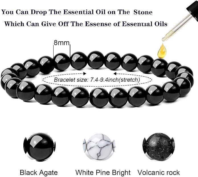 ONESING 2-12 Pcs Chakra Bracelets for Women Rock 7 Chakras Crystals and Healing Stones Bracelets 8mm Crystal Bracelets Yoga Beaded Bracelets for Women Men Essential Oil Diffuser