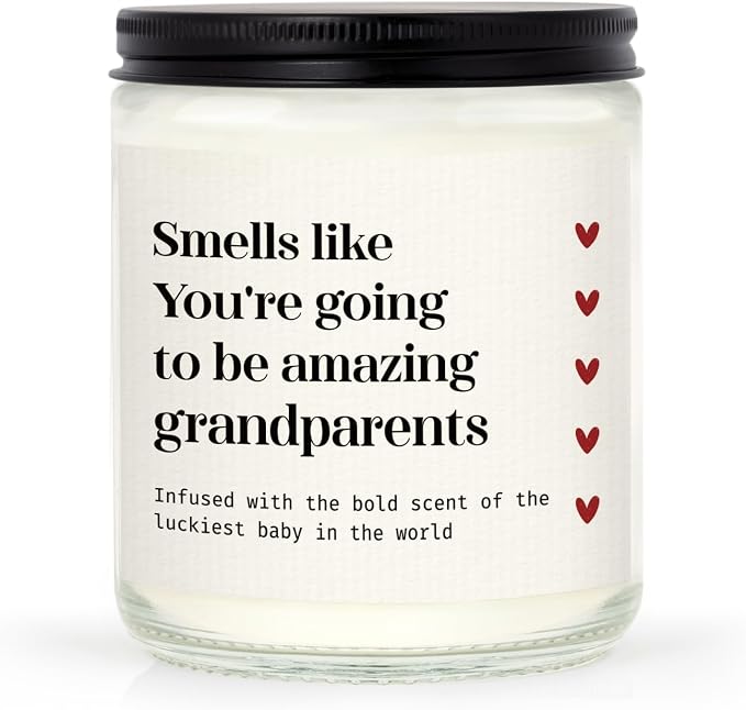 SteadStyle Pregnancy Announcement Gifts for Grandparents - Infused with Lucky Baby Scent, Gender Reveal, New Grandma Grandpa Gift, Home Decor Relaxation Lavender Scented Candles Emotional Keepsak 7oz