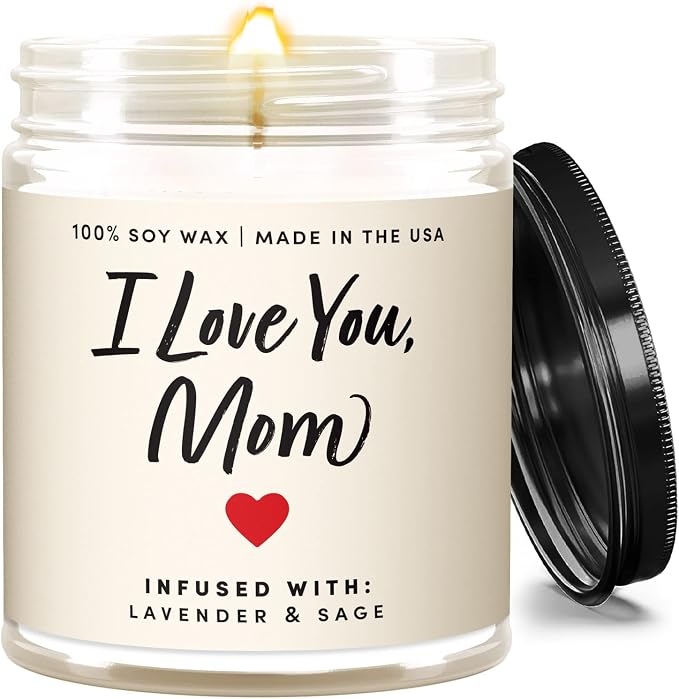 Great Happy for Mom Candle - 9oz, Soy Wax, 50 Hour Burn - Best Cute for Mom Ever from Daughter, Son, Kids, Friend, Husband, Mothersday Present Ideas, Mama Candle