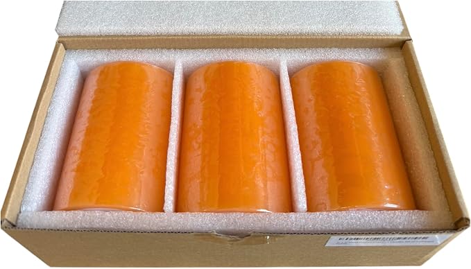 Mister Candle Dripless Unscented Orange Pillar Candles, Set of 3 Hand Poured Solid Color Non-Scented Candles for Home Decor, Premium Wax, 60 Hr Burn Time - 3x4 Inch, Orange