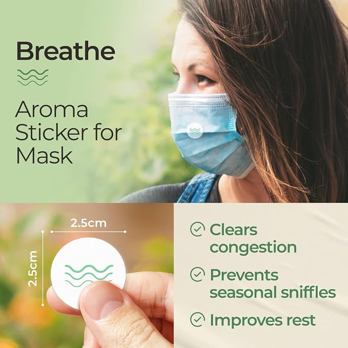 Gya Labs Breathe Aroma Patch - Essential Oil Scented Mask Stickers For Face Masks & Pillows, Infused With Refreshing & Fragrant Essential Oils (5 Packs, 60 Stickers)