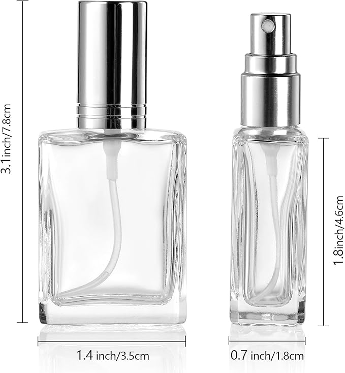 Foraineam 18 Pack Clear Glass Fine Mist Atomizer Spray Bottles, 15ml Refillable Mini Perfume Bottle, Empty Glass Perfume Atomizer Bottle Fragrance Bottles with Droppers and Funnels