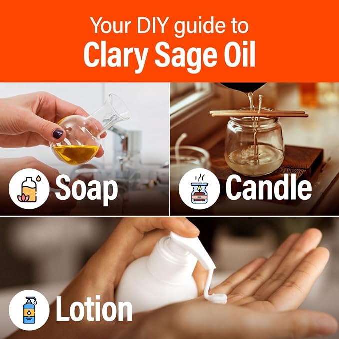 H'ana Clary Sage Oil - 1.02 Fl Oz Clary Sage Essential Oil for Hair, Skin, Diffuser, Aromatherapy & DIY