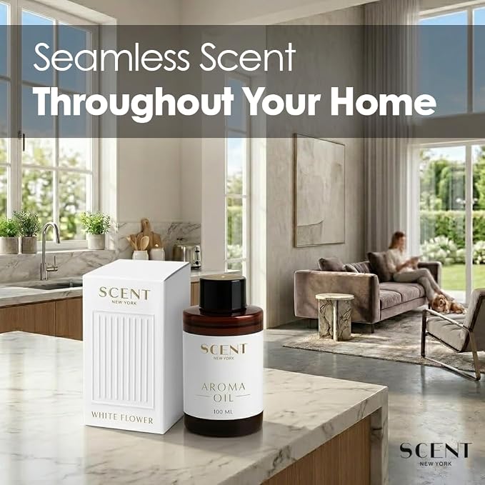 Scent New York White Flower Aroma Oil - Aroma Diffuser Fragnance Oil for Diffuser Refill - Aromatherapy Room Fragnance,Luxury Hotel - Inpired Scent - 3.38 fl oz (100 ml)
