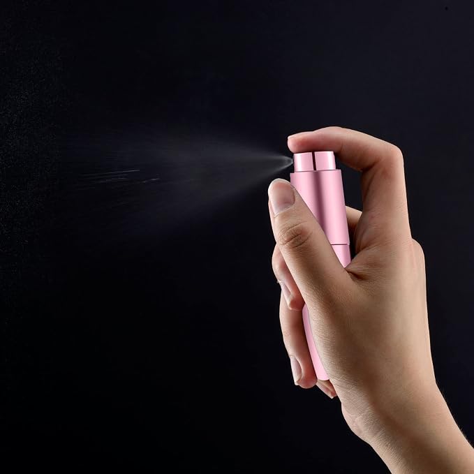 Lil Ray 8ml Portable Mini Perfume Atomizer(4 PCS)，Refillable Empty Small Spray Bottle for Travel, Twist Type Pocket Cologne Sprayer (Pink)