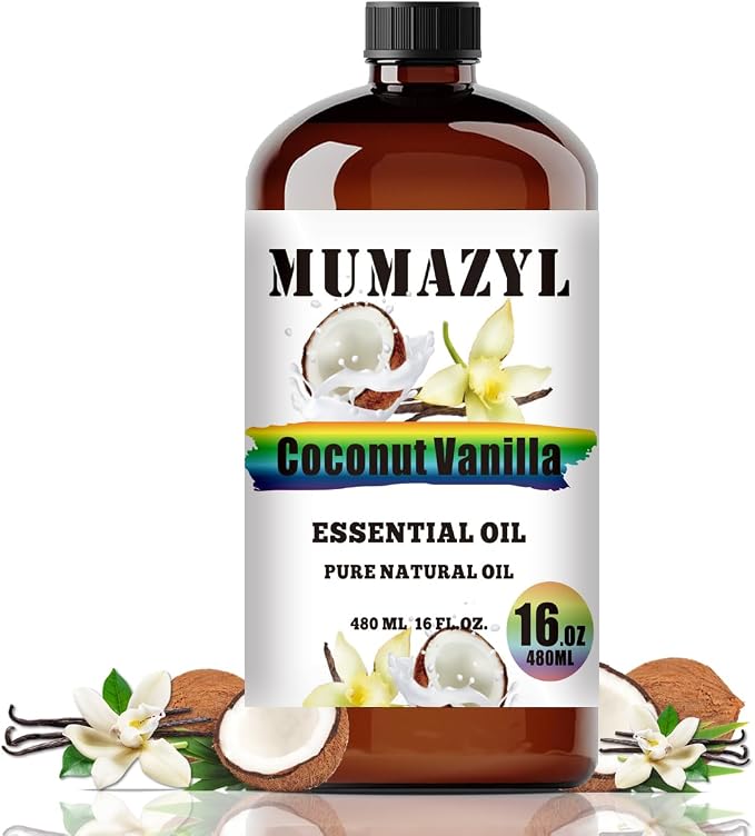 Coconut Vanilla Essential Oil, Coconut Vanilla Oil 16 Fl Oz 480ML for Diffuser Humidifier Yoga Cleaning DIY Candle Soap Making MUMAZYL Essential Oils