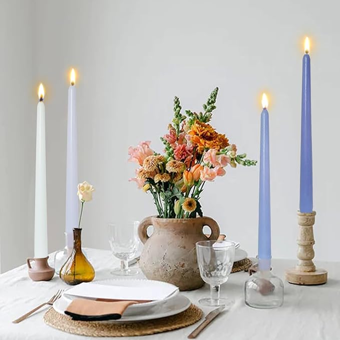 Candlesticks Long Taper Candle,Sea Salt Scented 10 Inches Gradient Blue Candle Sticks Smokeless Tapered Candles for Home Décor Holiday Gifts