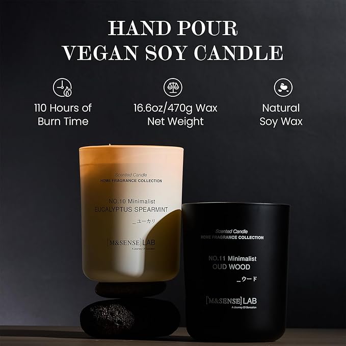 M&SENSE Natural Soy Large Candle| Lavender Vanilla | 16.6 oz, 95H Burn | Mini Spring Scented Candles for Relaxation, Meditation, Home Décor | for Bedroom, Office, Party