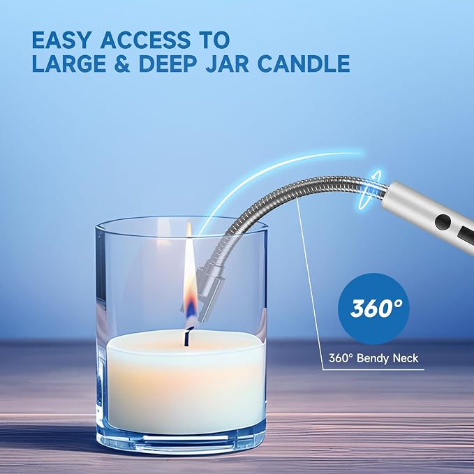 Flame bird 2 Pack Electric Candle Lighter Flameless Arc Windproof Flexible Long Neck USB Rechargeable Lighter for BBQ Grill Fireworks Camping.(Silver)