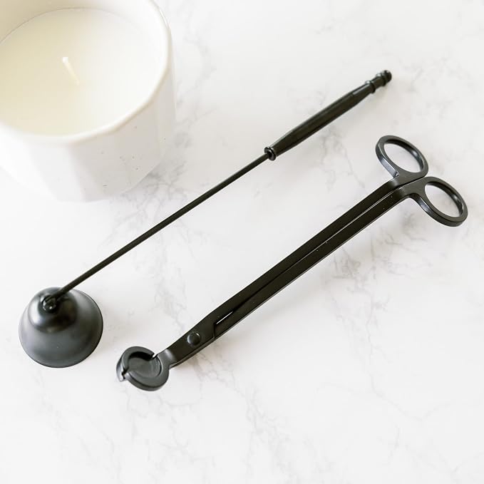 Airy Abode Candle Snuffer and Wick Trimmer Set, Bell Snuffer Gift Box, Stainless Steel Candle Care Accessory for Home Decor, Black