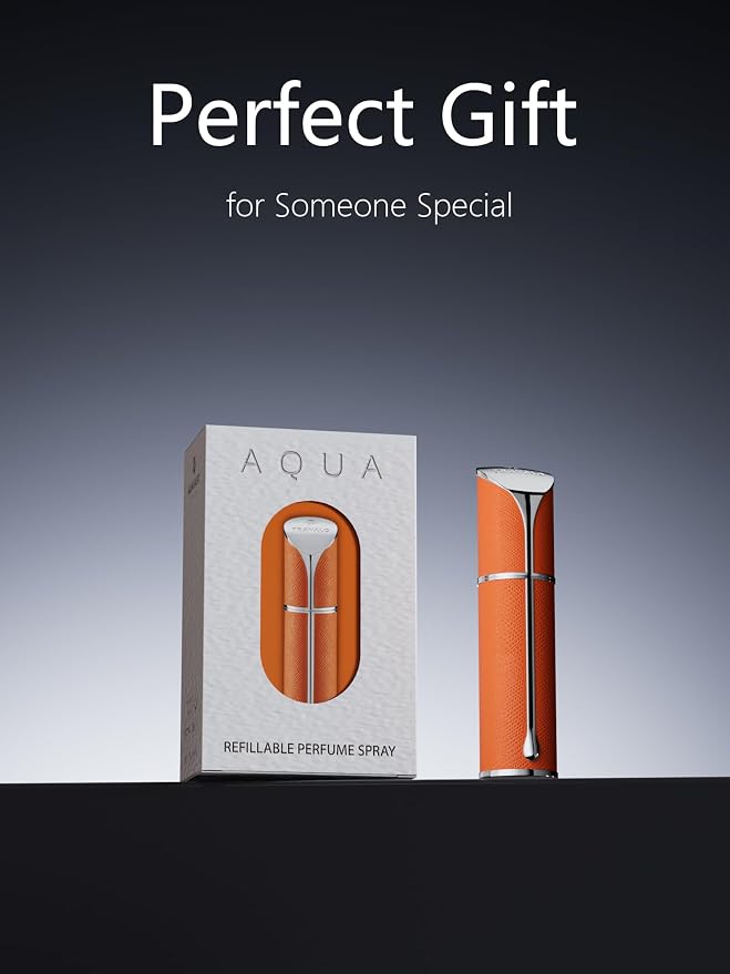 Travalo AQUA Refillable Perfume Atomizer, 5ml Travel Perfume Bottle with Easy Bottom Refill, Leak-Proof Mini Cologne Sprayer, TSA-Approved Pocket Fragrance Spray for Women & Men,1 Piece (Orange)