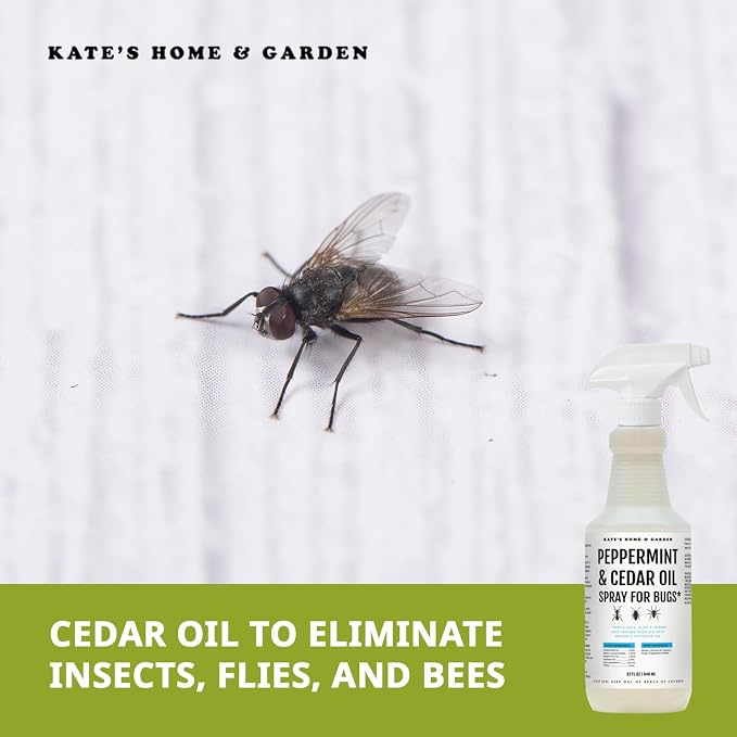 Kate's Home & Garden Peppermint Oil Spray for Bugs, Ants, Insects, Spiders, Roaches, Stink Bug. Pesticide and Insecticide Indoor Repellent Pest Control with Cedar Oil (32oz, Natural, Non Toxic)