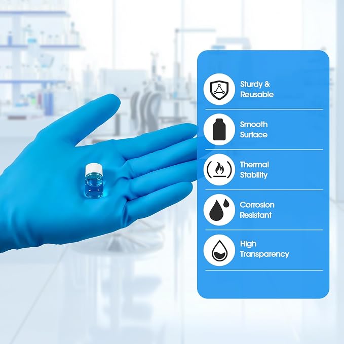 2ml Clear Glass Vials with Screw Caps and Plastic Stoppers, 1/2 Dram Small Liquid Sample Vial, Leak-Proof Vial, 25PCS(White Cap)