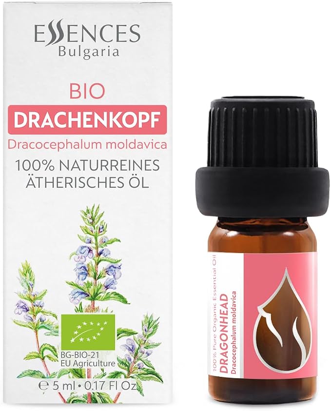 Essences Bulgaria Organic Moldavian Dragonhead Essential Oil 1/6 Fl Oz | 5ml | Dracocephalum Moldavica | 100% Pure and Natural | Undiluted | Therapeutic Grade | Family Owned Farm | Steam-Distilled
