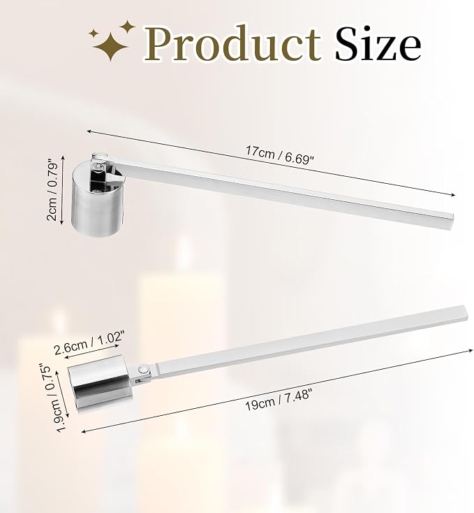 uxcell Candle Snuffer, Candle Extinguish with Long Handle, Wick Flame Snuffer Extinguish Accessory Cylinder-Shaped for Putting Out Flame Home Decor Gifts, Silver