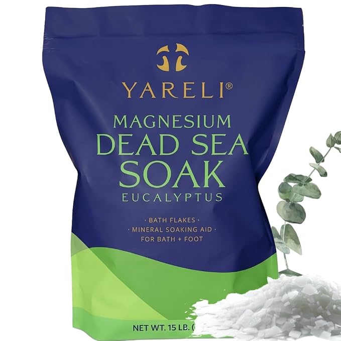 Yareli Magnesium Flakes, 15lb Eucalyptus, Dead Sea Bath Soak, Alternative to Epsom Salt